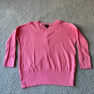 NEW Talbots Sweater Womens Large Pink Pure Merino Wool Crop Preppy Lightweight - Picture 1 of 8