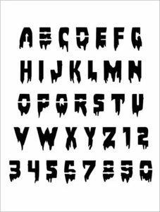 GOTEO SANGRE Plantilla del alfabeto 1 pulgada Vampire Font Set Letters Sheet S574 - Imagen 1 de 2