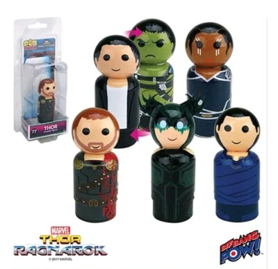 Conjunto de 5 Pin Mates Madeira Marvel Thor Ragnarok Loki Valquíria Bruce Banner Hela Thor - Imagem 1 de 4