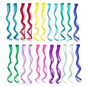 22 Pcs Colored Party Highlights Clip on in Hair Extensions Multi-Colors Hair Str - Picture 1 of 9