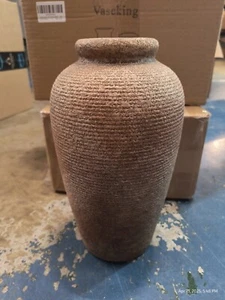 Grande Vaso Rustico Ceramica Marrone, 11 Pollici Vaso Decorativo Minimalista, Casale - Foto 1 di 7