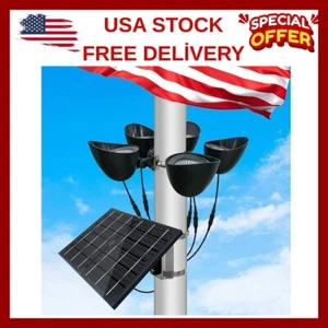 Solar Flag Pole Light Feature 5 LED Spotlights Large Solar Panel with 12000mA - Picture 1 of 24