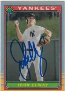 Yankees Broncos HOF John Elway 2024 Bowman Chrome Refractor IP Autograph Card - Picture 1 of 3