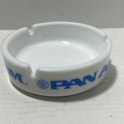 1970's PAN AM Ashtray Pan American Airlines White Glass Made In France Opalex