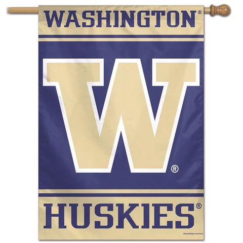 WASHINGTON HUSKIES PURPLE & GOLD 28"X40" BANNER FLAG NEW WINCRAFT Cover