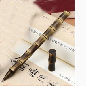 Bamboo -Shape Brass Ballpoint Pen EDC Signature Writing Pen 145*10mm W/2 Refills - Picture 1 of 8