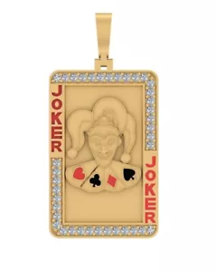 Echter Moissanit Diamant Eis Joker Spielkarten 14K Gold über Anhänger Charm - Bild 1 von 18