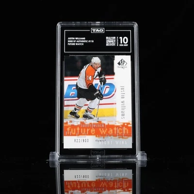 2000 SP Authentic Future Watch #118 Justin Williams RC Rookie TAG 10 #/900 - Image 1 of 3