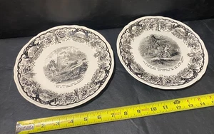 Lotto di 2 piatti da caccia Viceroy & Boch Artemis Black Mettlach Germania - Foto 1 di 7