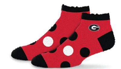 GEORGIA BULLDOGS NCAA WOMENS (6-11) OSFM POLKA DOT SLIPPER SOCKS FREE SHIPPING - Image 1 of 3