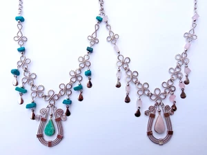 📌Wunderschöne Handarbeit Peru 7 Naturstein Ketten Alpaka Silber Schmuck Kunst📌 - Bild 1 von 6