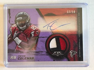 2015 Topps Fire Purple Tevin Coleman ROOKIE AUTO PATCH RPA #FRAP-TC /50 - Image 1 of 4