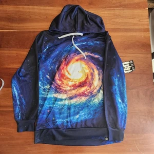 Into The AM Galaxy Worm Hole All Over Print Pullover Hoodie Sweatshirt Men Sz M - Picture 1 of 15