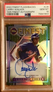 Topps Finest Flashbacks 1995 refractor Larry Walker 2022 patio automático/25 PSA 10 - Imagen 1 de 2