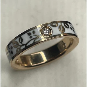 Atemberaubender Diamant und Emaille 18K Gold Ring Größe 4,5 - Bild 1 von 5