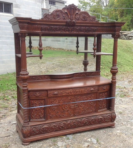 VICTORIAN CARVED OAK HOODED SIDEBOARD, ATTR. R.J. HORNER Cover