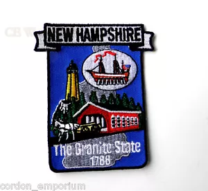 US NEU HAMPSHIRE STAAT NAMENSKARTE BESTICKT AUFNÄHER 3 Zoll - Bild 1 von 1