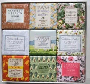 Crabtree & Evelyn 9 Bath Bar Soap Triple Milled HERITAGE COLLECTION NEW 3.5oz - Picture 1 of 6