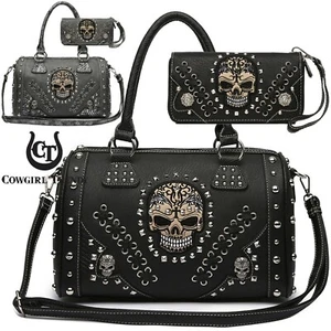 Sugar Skull Day of the Dead Punk Barrel Purse Damen Handtasche Schultertasche Geldbörse - Bild 1 von 24