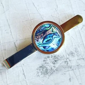 Unique ABALONE TIECLIP chrome SEA SHELL fab TIE SLIDE suit PAUA tie bar clip - Picture 1 of 1