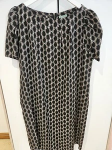 Hoss Introqia Women Dress Short Sleeve Brown Black Silk Wool Size 44 Uk 16 Zip - Picture 1 of 12