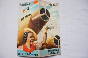 1938 Sabena Airline Timetable Schedule  - Picture 1 of 6