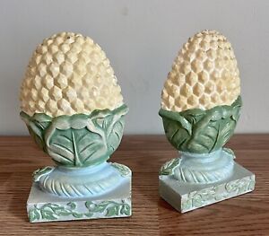 Vintage 1988 Cast Iron  Exclusively for Lotus Pineapple Bookends ￼