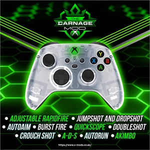 XBOX ONE SERIES RAPID FIRE CONTROLLER - CARNAGE 3.0 MOD - Transparent Clear Apex - Picture 1 of 7