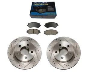 FRONT BRAKE DISCS DRILLED & SLOTTED + PADS FOR JEEP CHEROKEE KJ 2002-2007 - Picture 1 of 1