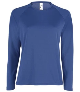 Neues Damen Sols Langarm Performance T-Shirt. Königsblau M/10. T7548. - Bild 1 von 3