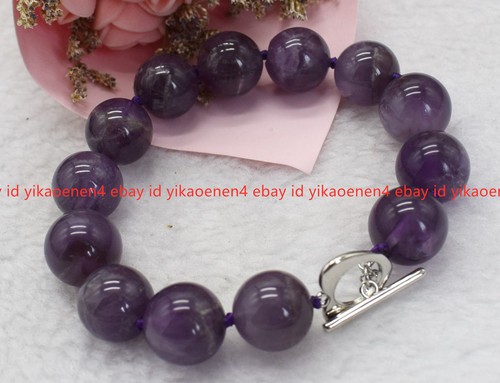 VALENTINO Enorme Bracciale Perline Rotonde Pietra Preziosa Viola 14mm Viola 7 9 pollici