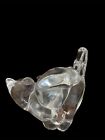 NORWEGIAN HADELAND GLASS CLEAR CAT SCULPTURE MARKED TO BASE SIGNED CRYSTAL 
