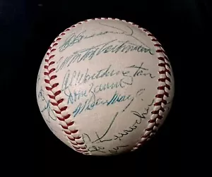 1956 New York Giants Team Signed (24) Baseball. Mays, Durocher, Wilhelm. BAS - Picture 1 of 6