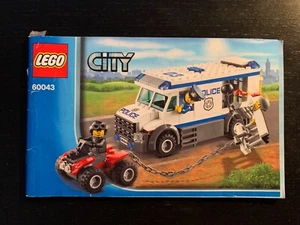 LEGO 60043 CITY TOWN POLICE TRANSPORTER ORIGINAL INSTRUCTIONS - GOOD CONDITION - Picture 1 of 1