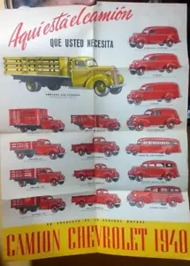 ANTIGUO CARTEL ARGENTINA MUY RARO CARTEL GENERAL MOTORS CAMIONETAS CHEVROLET 1940 AD - Imagen 1 de 7