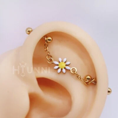 Pendientes Piercing Industrial Cadena Margarita 16g 14g, Cartílago Hélice 2 Pendientes Foto 1 de 4