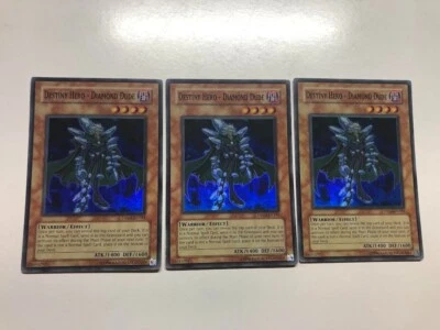 USA Seller Yugioh  3 X  DESTINY HERO - DIAMOND DUDE SUPER RARE DR04-EN183 VLP/NM - Image 1 of 4