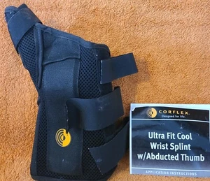 Corflex 8" Wrist Brace Hook & Loop Splint Support w Abducted Thumb - Left Medium - Picture 1 of 10
