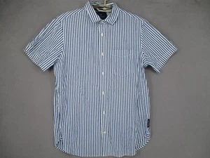 Scotch & Soda Shirt Mens Medium Blue White Striped Short Sleeve Button Pocket - Picture 1 of 16