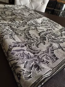 Vintage Baroque Damask Brocade Fabric Jacquard 3 Yards Upholstery Black Palm - Picture 1 of 6