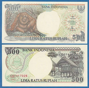 Indonesia 500 Rupiah P 128g 1992 / 1998 UNC  ( P 128 g ) Monkey - Picture 1 of 1