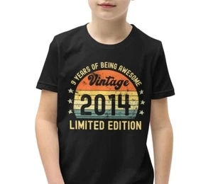 9 Year old birthday boy 9th bday 9 yr girl birthday gifts tee kids t shirt - Picture 1 of 11
