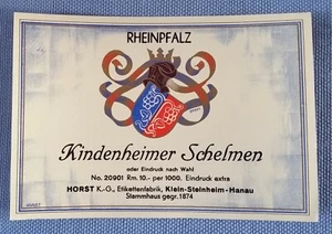 Old Wine Label Sample Label Label Kindenheimer Schelmen Rheinpfalz Design - Picture 1 of 2