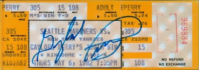 Gaylord Perry Seattle Mariners Signed 300 Win Commemorative Ticket PSA Authentic - Image 1 of 3
