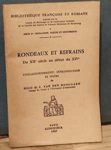 VAN DER BOOGAARD / RONDEAUX ET REFRAINS DU XII° AU XIV° SIÈCLES - Imagen 1 de 8