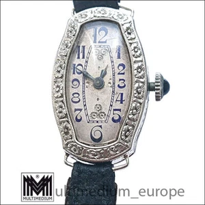 585 Art Deco Weißgold Damen Armbanduhr Bruner Art Nouveau 14ct White Gold - Bild 1 von 8