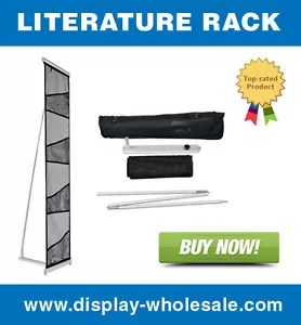 Four-Pocket Mesh Floor Literature Rack Brochure Magazine Display Holder - Picture 1 of 5