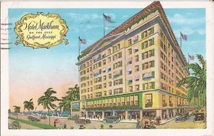 Gulfport, MISSISSIPPI - Hotel Markham - 1928 - ADVERTISING - automobiles, palms - Picture 1 of 2
