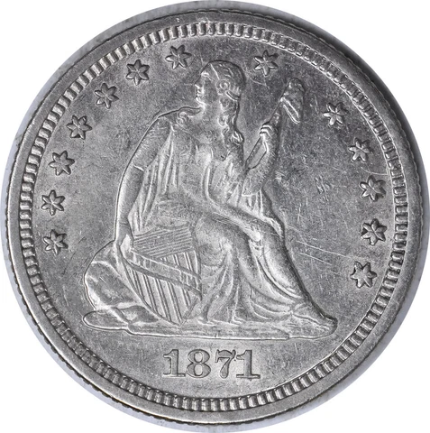 1871 Liberty Seated Silver Quarter AU Slider Uncertified #101 Cover
