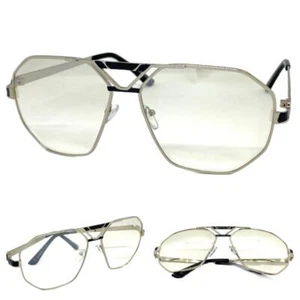 Oversized Classic Retro Hip Hop Party Raver Club DJ SUN GLASSES Big Silver Frame - Picture 1 of 5
